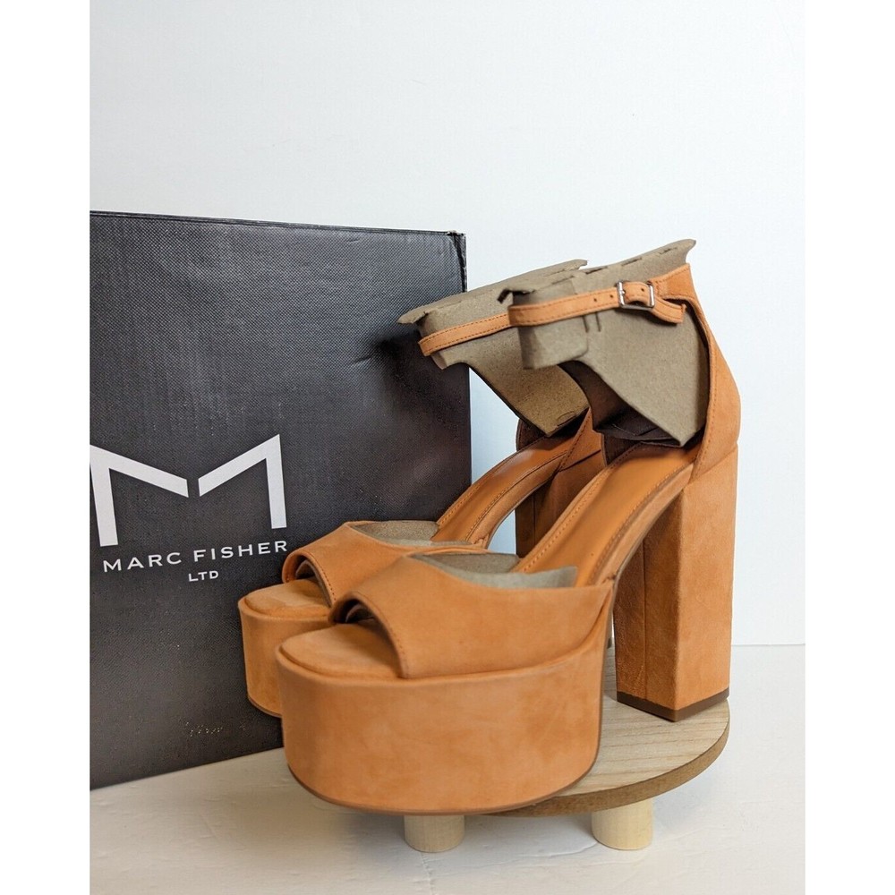 Marc Fisher LTD Della Size 6.5 Ankle Strap Platform Sandal Nude Orange 800 NIB